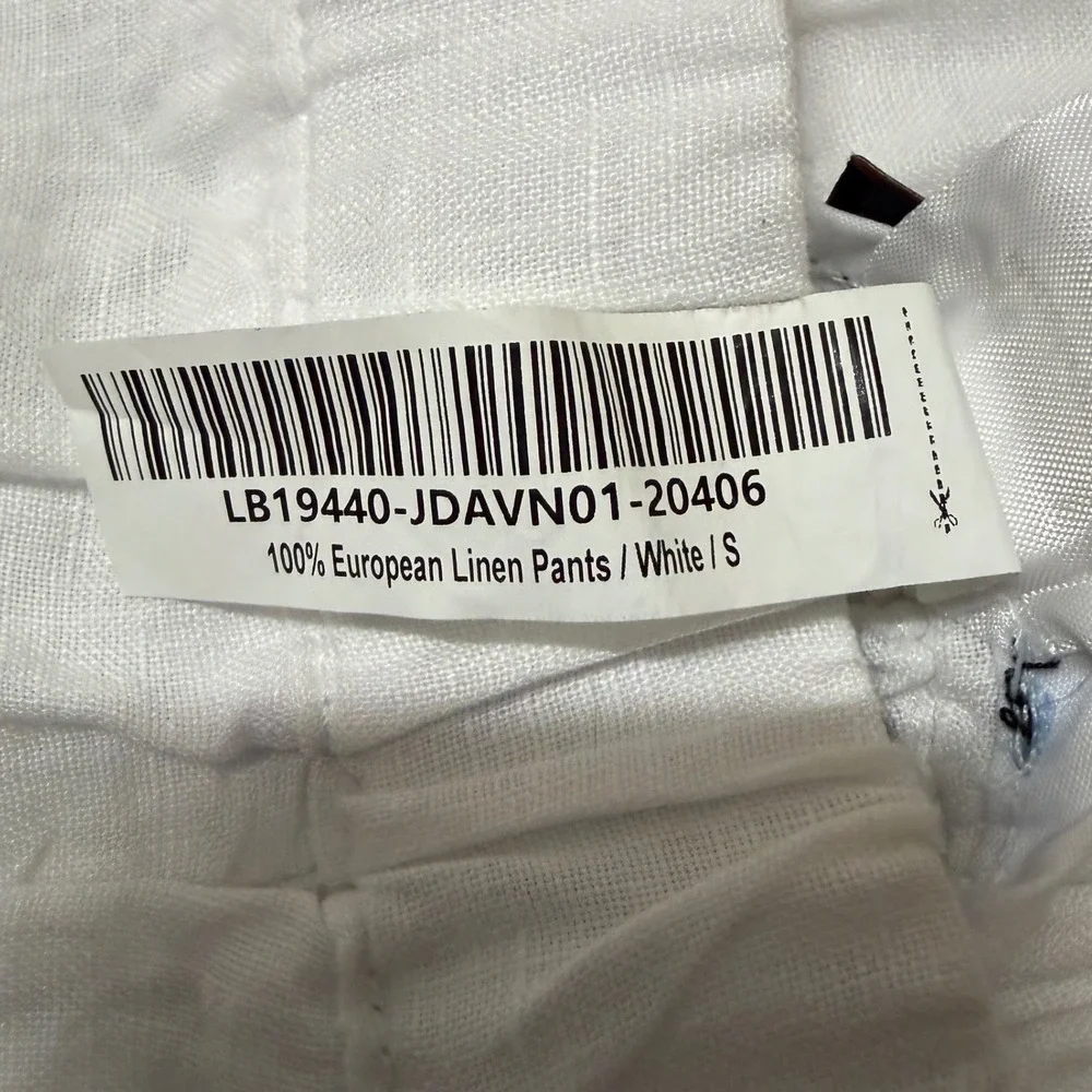 Quince Sz S European Linen Pants White Elastic Waist Straight Leg 24